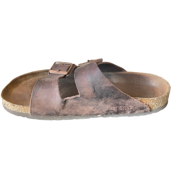 Birkenstock Womens Arizona Oiled Leather Two Strap Slide Sandals Size 40 (9-9.5) main image 7